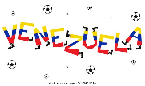 Football World Flag on Funny Alphabet Set : Venezuela : Vector Illustration