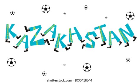 Football World Flag on Funny Alphabet Set : Kazakhstan : Vector Illustration