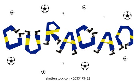 Football World Flag on Funny Alphabet Set : Curacao : Vector Illustration