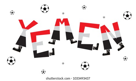 Football World Flag on Funny Alphabet Set : Yemen : Vector Illustration