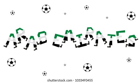 Football World Flag on Funny Alphabet Set : United Arab Emirates : Vector Illustration