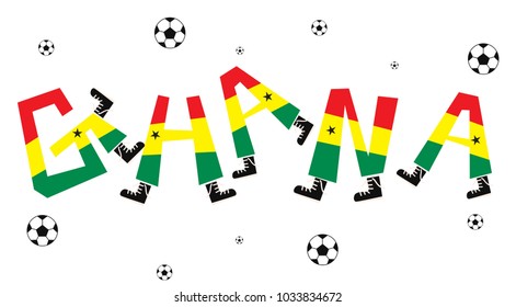 Football World Flag on Funny Alphabet Set : Ghana : Vector Illustration