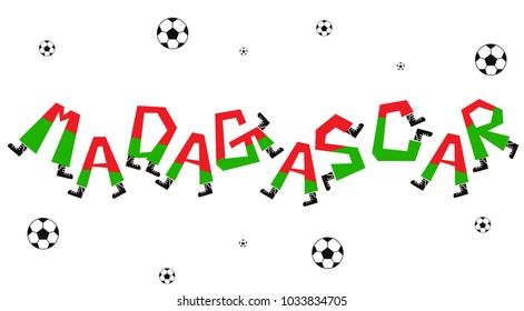 Football World Flag on Funny Alphabet Set : Madagascar : Vector Illustration