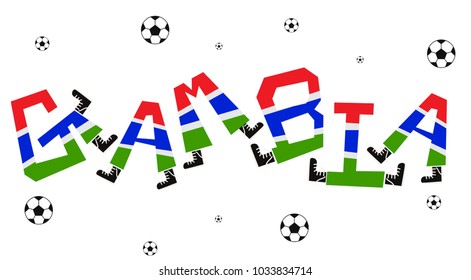 Football World Flag on Funny Alphabet Set : Gambia : Vector Illustration