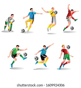 Footballer in action collection isolated