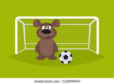 Footballer. Bear goalkeeper. Bear playing football. Animation Vector illustration