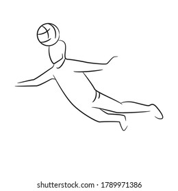 footballer hit a ball with the head sketch hand drawn line theme