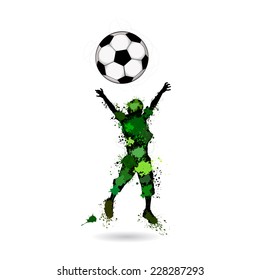 Footballer of the ink spots with the ball. Vector 