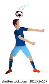 Footballer, Man Is Playing Soccer. Ball Unexpectedly Hit The Player In Head. Injury During The Competition. Team Sports. Isolated Vector In Flat Style