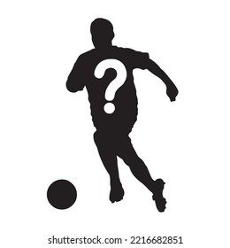 Footballer silhouette icon with question mark sign ,Vector illustration
