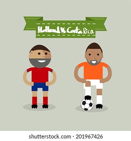 Footballer, Soccer players, The Netherlands Vs Costa Rica, vector.