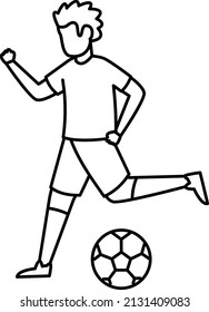 Footballer Sportsperson Vector Color Icon Design, Free Time Activities Symbol, Extracurricular Activity Sign, Hobbies Interests Stock Illustration, Playing Football Concept