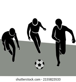 Footballers on Field. Teamwork Concept. Vector Illustration