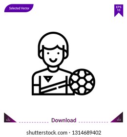 football-player vector icon. Best modern, simple, isolated,sport-avatar, flat icon for website design or mobile applications, UI / UX design vector format