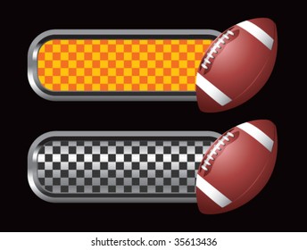 footballs on diamond checkered banners