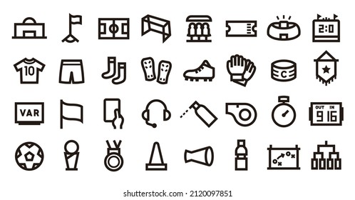 Football,Soccer icon set (Bold outline version)