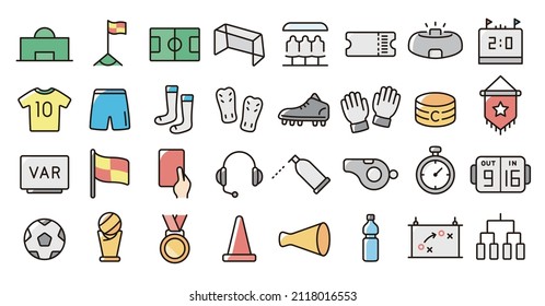 Football,Soccer thin line icon set