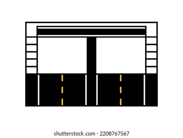 Footbridge Overpass Stairs For Pedestrian Crossing Street Road Icon Flat Vector Design.