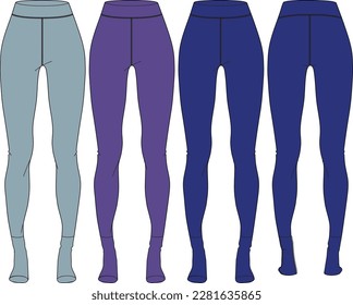 Footed leggings flat drawing vector