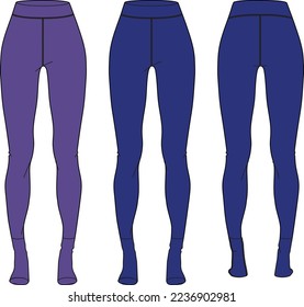 Footed leggings front and back vector illustration Template