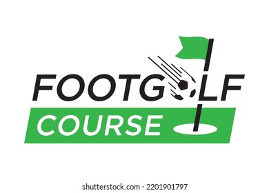 Footgolf Course Logo. Vector illustration
with ball and flag elements.