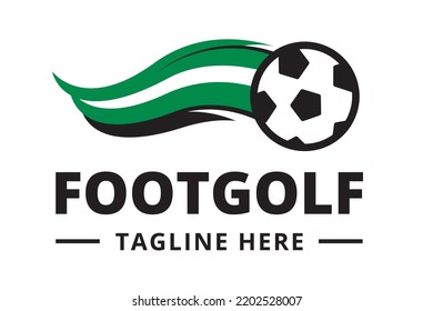 Footgolf Logo. Vector illustration with ball and movement elements.