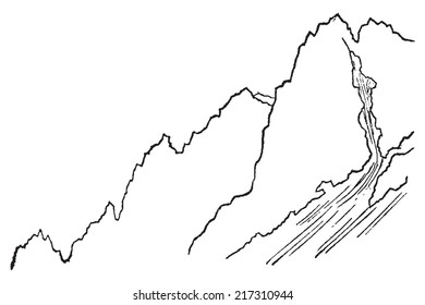 Foothills Pelvoux, vintage engraved illustration. Le Tour du Monde, Travel Journal, (1872). 