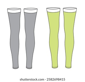 Footless support socks vector design mockup template technical flat sketch.