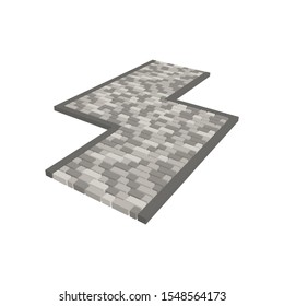 Footpath from paving slabs.Vector isometric and 3D view.