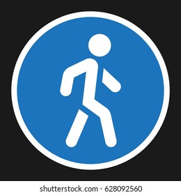 Footpath sign flat icon, Traffic and road sign, vector graphics, a solid pattern on a black background, eps 10