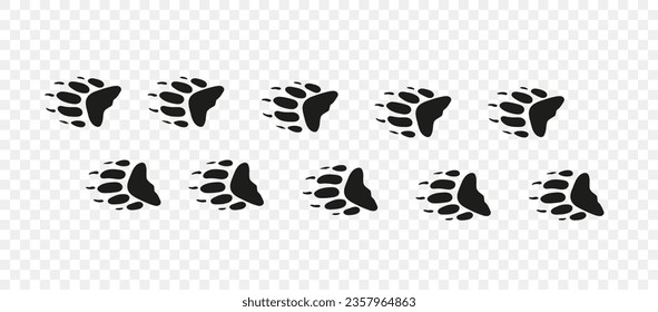 Footpath trail of animal. Badger paws. Badger paws walking randomly print vector isolated on white 