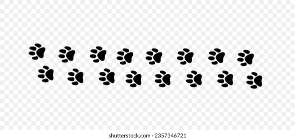 Footpath trail of animal. Cat paws. Cat paws walking randomly print vector isolated on white background. 