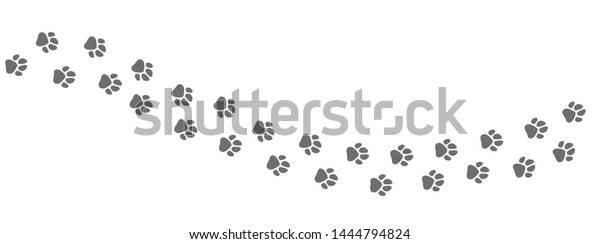 動物の歩道の道 白い背景に犬または猫の手の印刷ベクター画像 歩道の野生生物 足跡のシルエットイラスト のベクター画像素材 ロイヤリティフリー