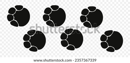 Footpath trail of animal. Elephant paws. Elephant paws walking randomly print vector isolated on white background.