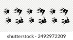Footpath trail of animals. Opossum paws. Opossum paws walking randomly print vector isolated on checkered background.