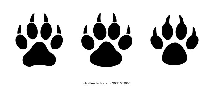 The footprint of an animal. Flat black and white icon.