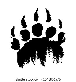 Footprint, bear paw print, vector illustration, tattoo