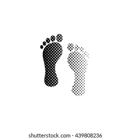 footprint - black vector icon;  halftone illustration
