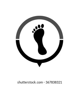 footprint - black vector icon; map pointer;  message bubble