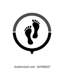 footprint - black vector icon; map pointer;  message bubble