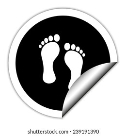 footprint - black vector icon. Round sticker.