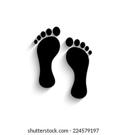 footprint - black vector icon with shadow