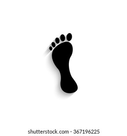 footprint - black vector  icon with shadow