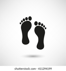 footprint - black vector  icon with shadow