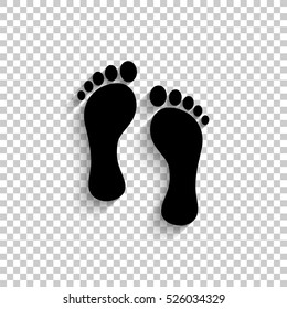 footprint - black vector  icon with shadow