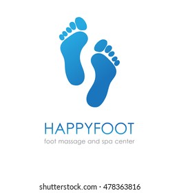 Footprint In Blue Colors. Foot Logo For Healthcare, Medical Company, Osteopath And Massage Center, Spa And Beauty Salon.