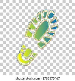 Footprint boot sign. Blue to green gradient Icon with Four Roughen Contours on stylish transparent Background. Illustration.