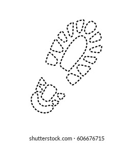 Footprint boot sign. Vector. Black dashed icon on white background. Isolated.