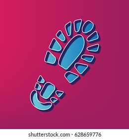 Sinal de inicialização da área de ocupação. Vetor. Ícone impresso em 3d azul no plano de fundo magenta.