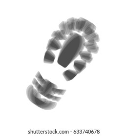 Footprint boot sign. Vector. Gray icon shaked at white background.
